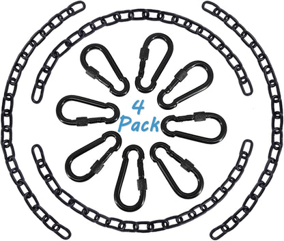 44in Hanging Swing Chain with 4 Carabiners, 660LB Capacity Hanging Kits Heavy Duty Hanging Chair Hardware for Hammock Swing Hanging Chair Punching Bags Sandbag Indoor Outdoor Yoga Gym (Black)