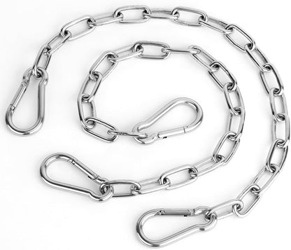 44in Hanging Swing Chain with 4 Carabiners, 660LB Capacity Hanging Kits Heavy Duty Hanging Chair Hardware for Hammock Swing Hanging Chair Punching Bags Sandbag Indoor Outdoor Yoga Gym (Black)