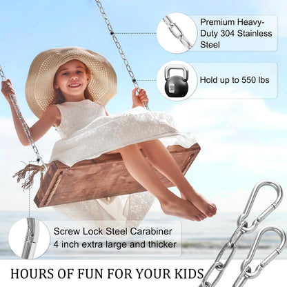 44in Hanging Swing Chain with 4 Carabiners, 660LB Capacity Hanging Kits Heavy Duty Hanging Chair Hardware for Hammock Swing Hanging Chair Punching Bags Sandbag Indoor Outdoor Yoga Gym (Black)