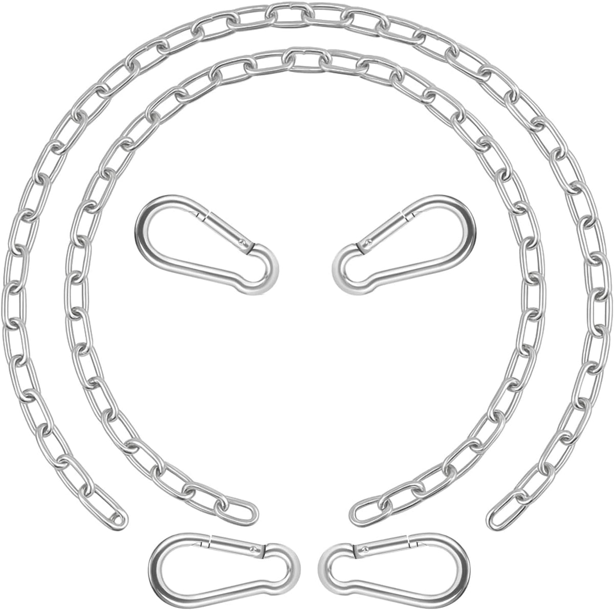 44in Hanging Swing Chain with 4 Carabiners, 660LB Capacity Hanging Kits Heavy Duty Hanging Chair Hardware for Hammock Swing Hanging Chair Punching Bags Sandbag Indoor Outdoor Yoga Gym (Black)
