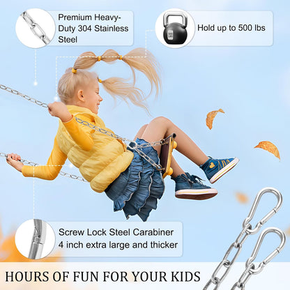 44in Hanging Swing Chain with 4 Carabiners, 660LB Capacity Hanging Kits Heavy Duty Hanging Chair Hardware for Hammock Swing Hanging Chair Punching Bags Sandbag Indoor Outdoor Yoga Gym (Black)