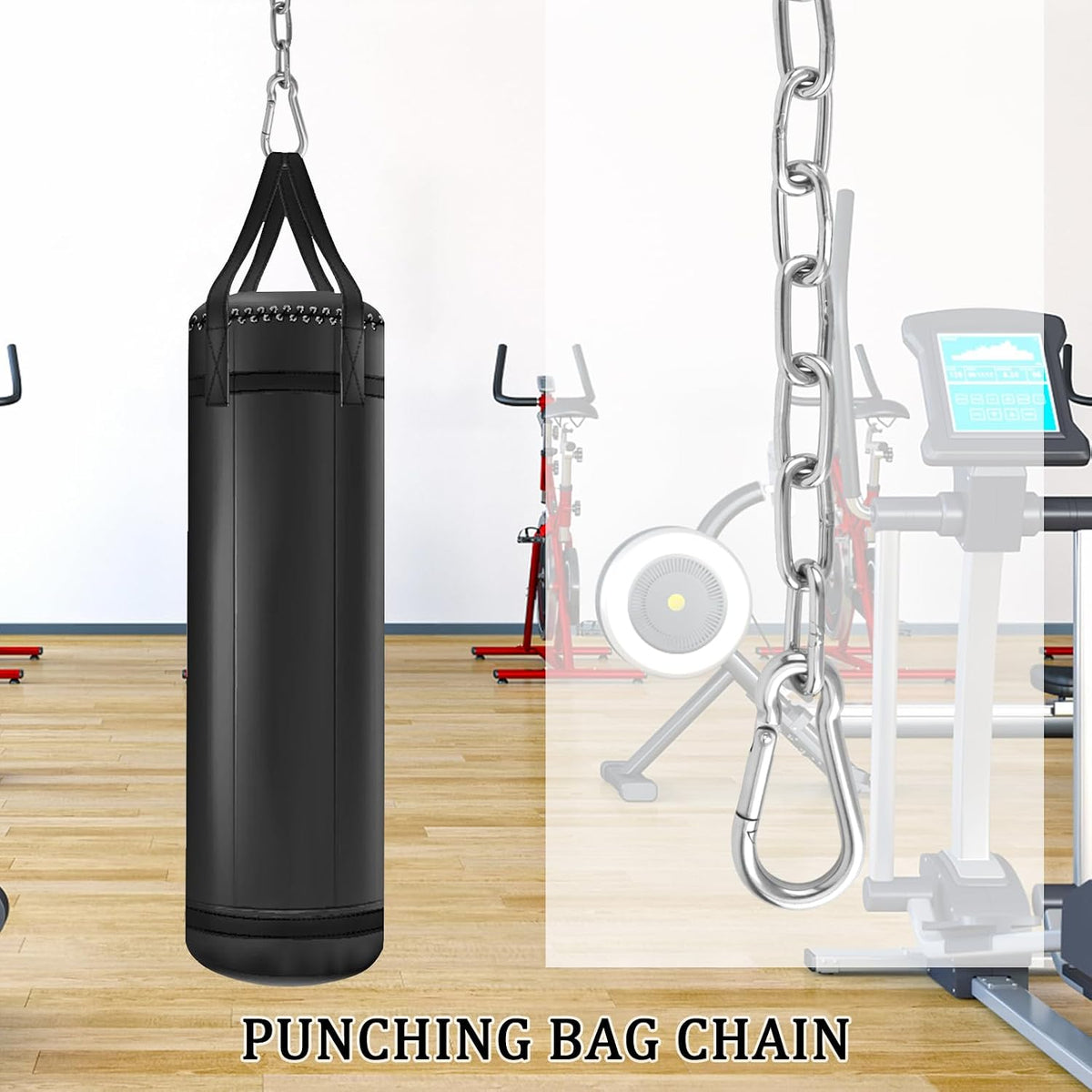 44in Hanging Swing Chain with 4 Carabiners, 660LB Capacity Hanging Kits Heavy Duty Hanging Chair Hardware for Hammock Swing Hanging Chair Punching Bags Sandbag Indoor Outdoor Yoga Gym (Black)