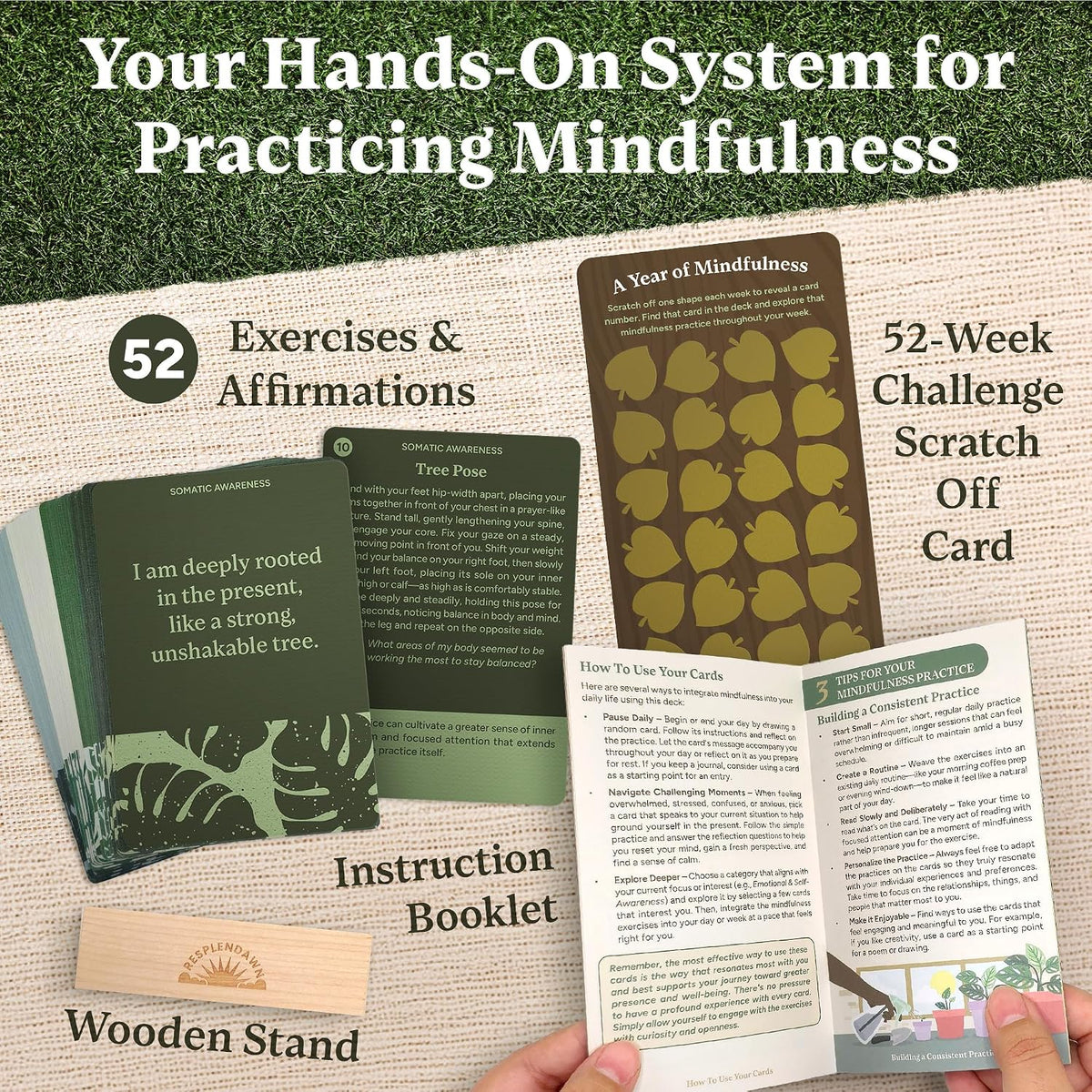 52 Mindfulness Cards - Daily Meditation, Grounding, and Self Care Practice