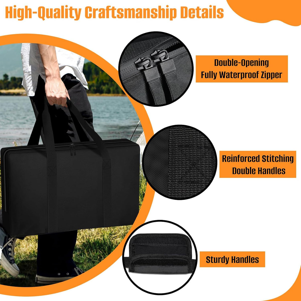 39" Lx12 Wx20 H Folding Stool Storage Bag, 600D Chair Carry Bag for Zero Gravity Chair Cover, Heavy Duty Folding Lounge Chair Carrying Case, Extra Large Moving Bags with Zippers
