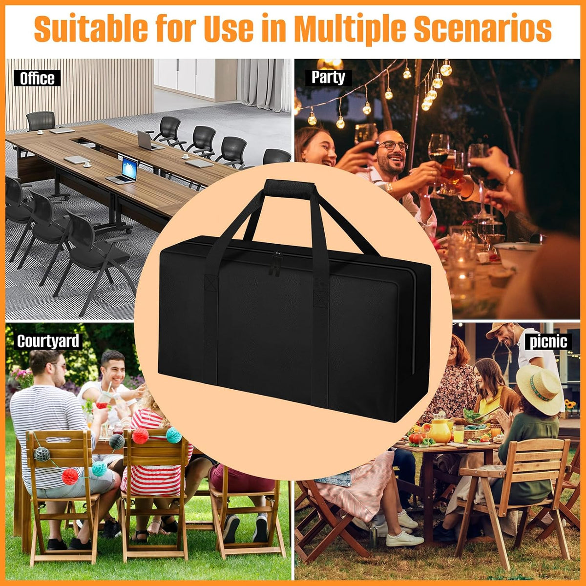 39" Lx12 Wx20 H Folding Stool Storage Bag, 600D Chair Carry Bag for Zero Gravity Chair Cover, Heavy Duty Folding Lounge Chair Carrying Case, Extra Large Moving Bags with Zippers
