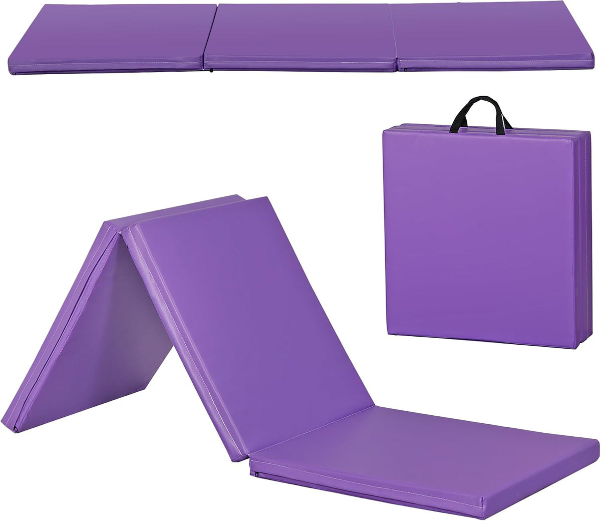 Tumbling Mat, 6’x2" Thick High Density Anti Tear Gymnastics Mat, Gym Folding Exercise Aerobics Mats w/Carrying Handles for Home Gym Exercise, Multiple Colors