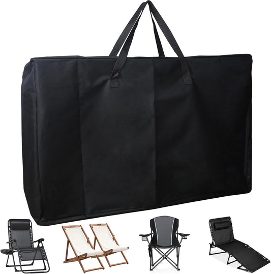 Heavy Duty Folding Chair Storage Bag, 600D Chair Storage Case for Beach Chair Camping Chair Zero Gravity Chair Folding Recliners, Extra Large Travel Bag with Zippers, 41.5" Lx 11" Wx 28.5" H