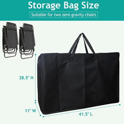 Heavy Duty Folding Chair Storage Bag, 600D Chair Storage Case for Beach Chair Camping Chair Zero Gravity Chair Folding Recliners, Extra Large Travel Bag with Zippers, 41.5" Lx 11" Wx 28.5" H