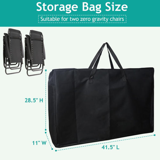 Heavy Duty Folding Chair Storage Bag, 600D Chair Storage Case for Beach Chair Camping Chair Zero Gravity Chair Folding Recliners, Extra Large Travel Bag with Zippers, 41.5" Lx 11" Wx 28.5" H