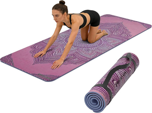 TPE Printed Yoga mat 72"x24"Thick 0.24”Non-Slip Fitness Exercise Mat