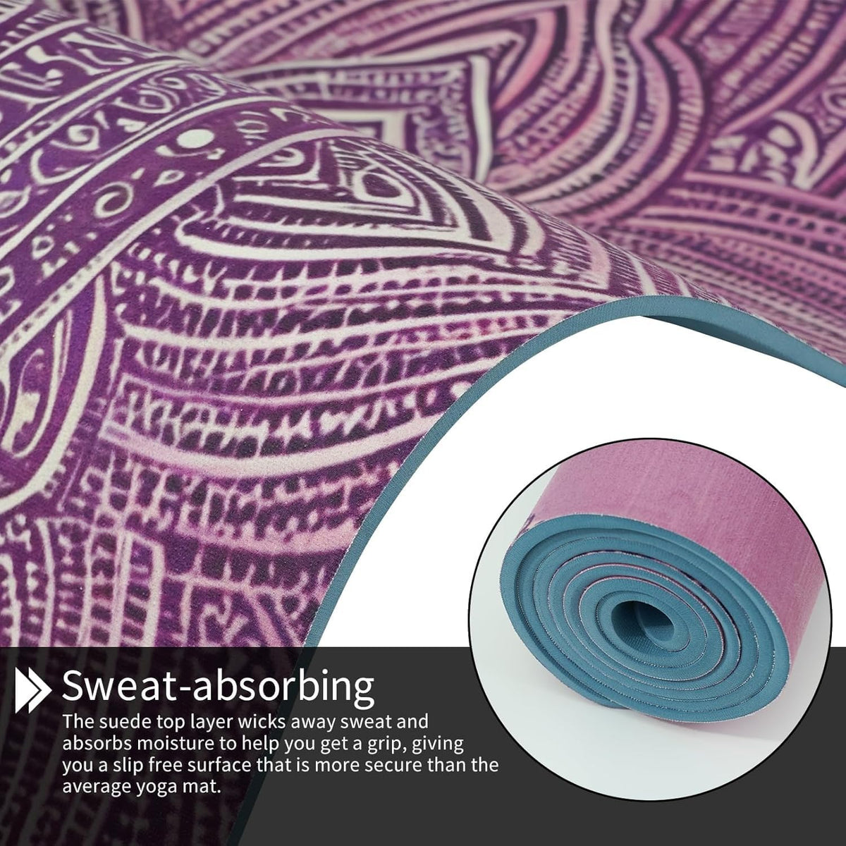 TPE Printed Yoga mat 72"x24"Thick 0.24”Non-Slip Fitness Exercise Mat