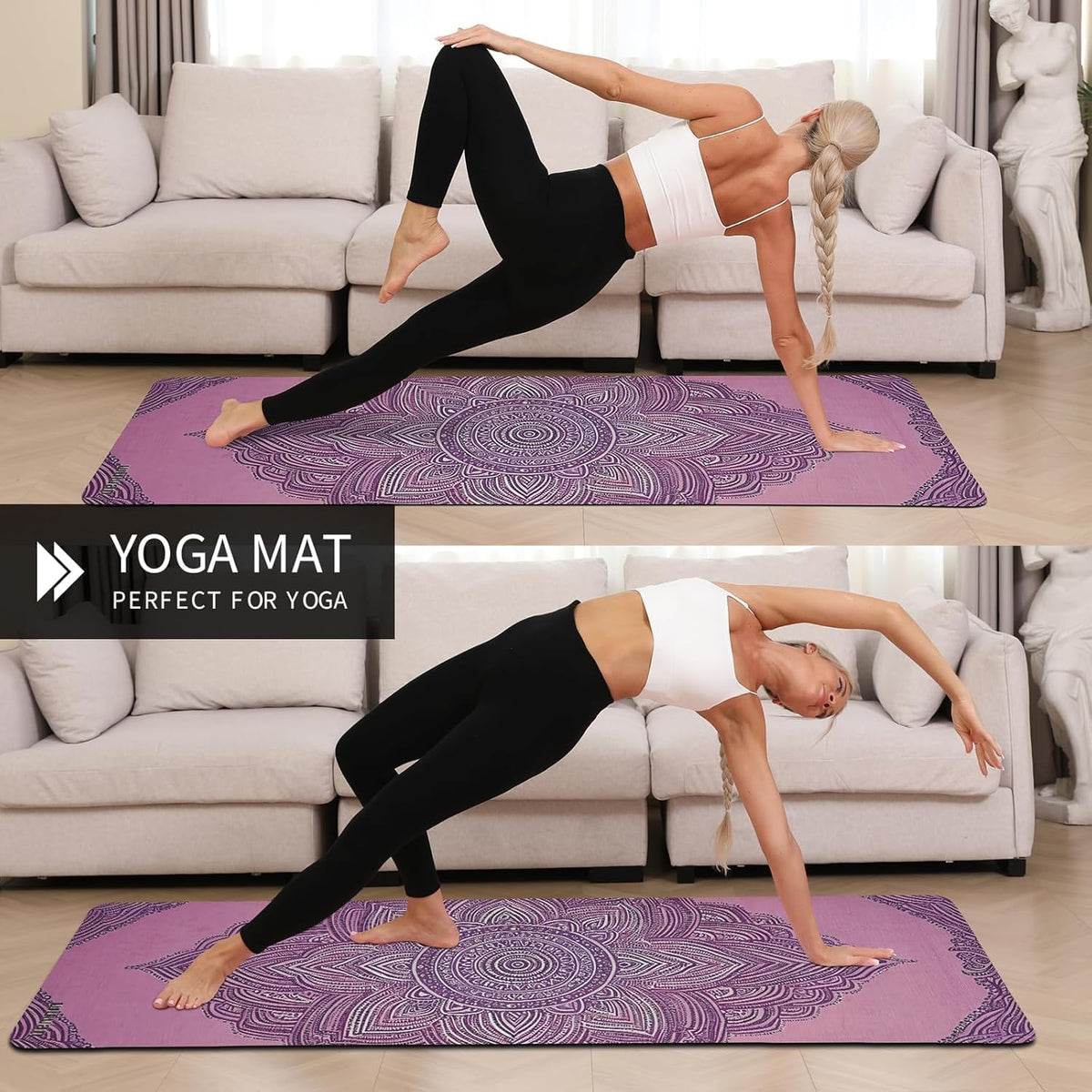 TPE Printed Yoga mat 72"x24"Thick 0.24”Non-Slip Fitness Exercise Mat