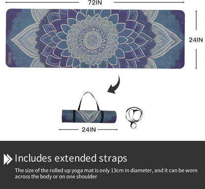 TPE Printed Yoga mat 72"x24"Thick 0.24”Non-Slip Fitness Exercise Mat