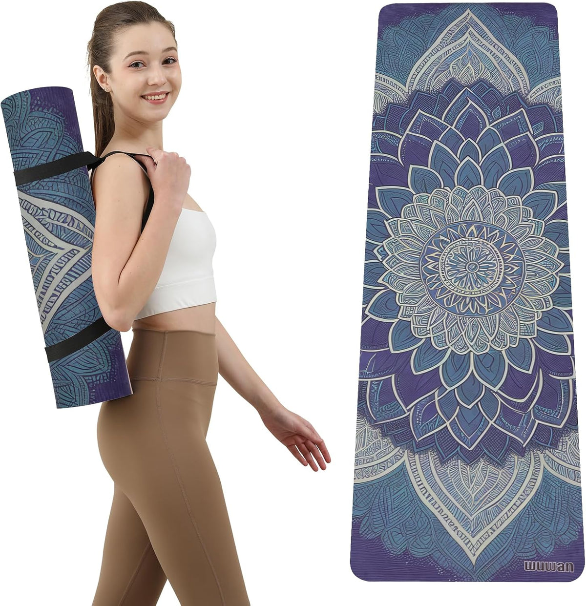 TPE Printed Yoga mat 72"x24"Thick 0.24”Non-Slip Fitness Exercise Mat