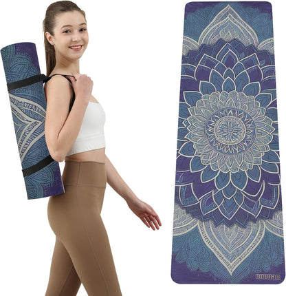 TPE Printed Yoga mat 72"x24"Thick 0.24”Non-Slip Fitness Exercise Mat