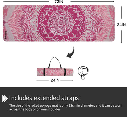 TPE Printed Yoga mat 72"x24"Thick 0.24”Non-Slip Fitness Exercise Mat