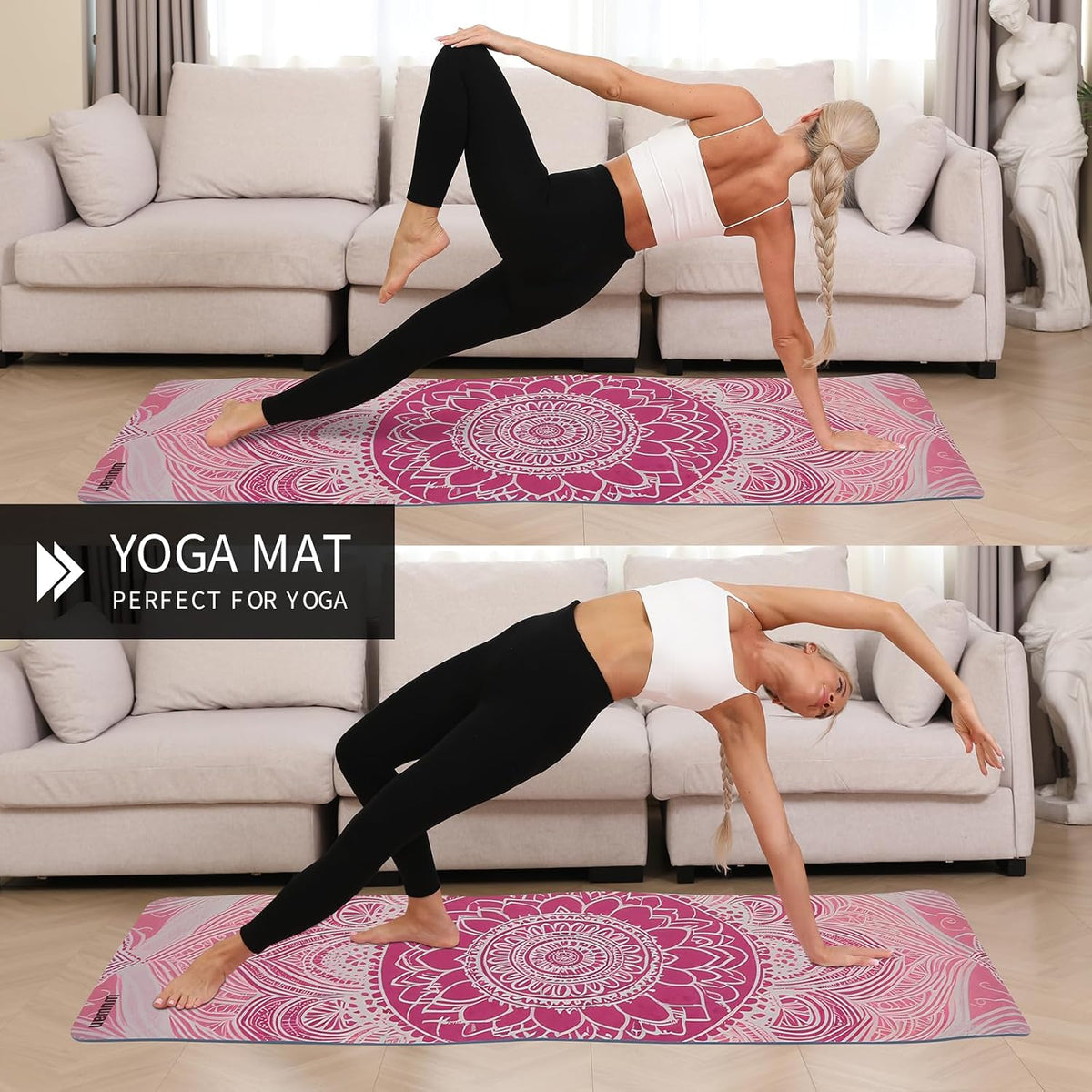 TPE Printed Yoga mat 72"x24"Thick 0.24”Non-Slip Fitness Exercise Mat