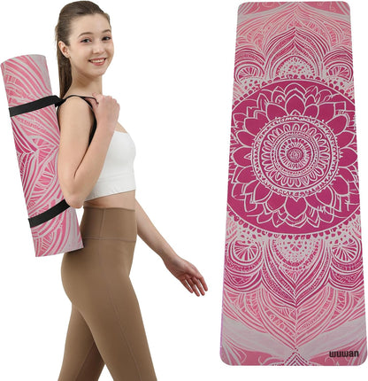 TPE Printed Yoga mat 72"x24"Thick 0.24”Non-Slip Fitness Exercise Mat