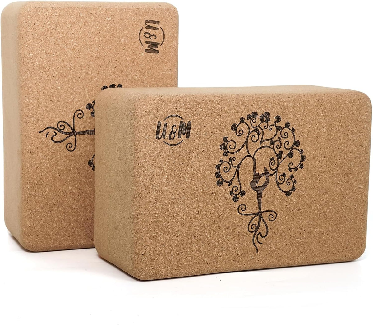 Cork Yoga Blocks 2 Pack Set,Natural Cork High Density 9"x6"x4" Yoga Blocks Odor-Resistant Non-Slip for Yoga, General Fitness, Pilates, Stretching and Toning