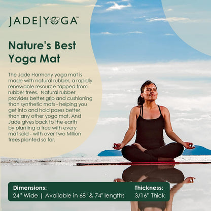 Harmony Yoga Mat - Durable & Thick Gym Fitness Mat, Non-Slip Natural Rubber Yoga Mat - Home Exercise & Stretching Mat, Workout Mat - Yoga, Pilates & Meditation for Women & Men