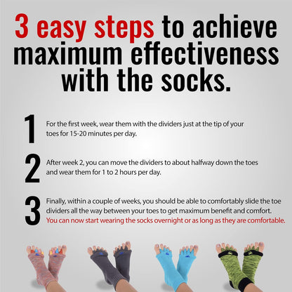 My Happy Feet Foot Alignment Socks with Toe Separators for Men or Women