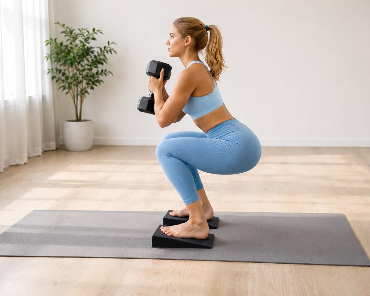 2Pcs Heel Elevated Squat Wedge 15° Incline Workout Wedge for Squats 9.7''x5.9''x2.6'' Foot Wedges for Exercise,Calf Stretching and Physical Therapy (Fit US 6–6.5 Women)