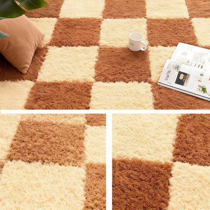 Thickened Plush Foam Interlocking Floor Carpet Mat, 24 Piece 12x12in Fluffy Square Puzzle Foam Carpet Tiles with Edgings, Soft Anti-Slip Shaggy Area Rug Playmat (Green+White)