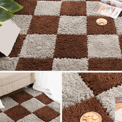 Thickened Plush Foam Interlocking Floor Carpet Mat, 24 Piece 12x12in Fluffy Square Puzzle Foam Carpet Tiles with Edgings, Soft Anti-Slip Shaggy Area Rug Playmat (Green+White)