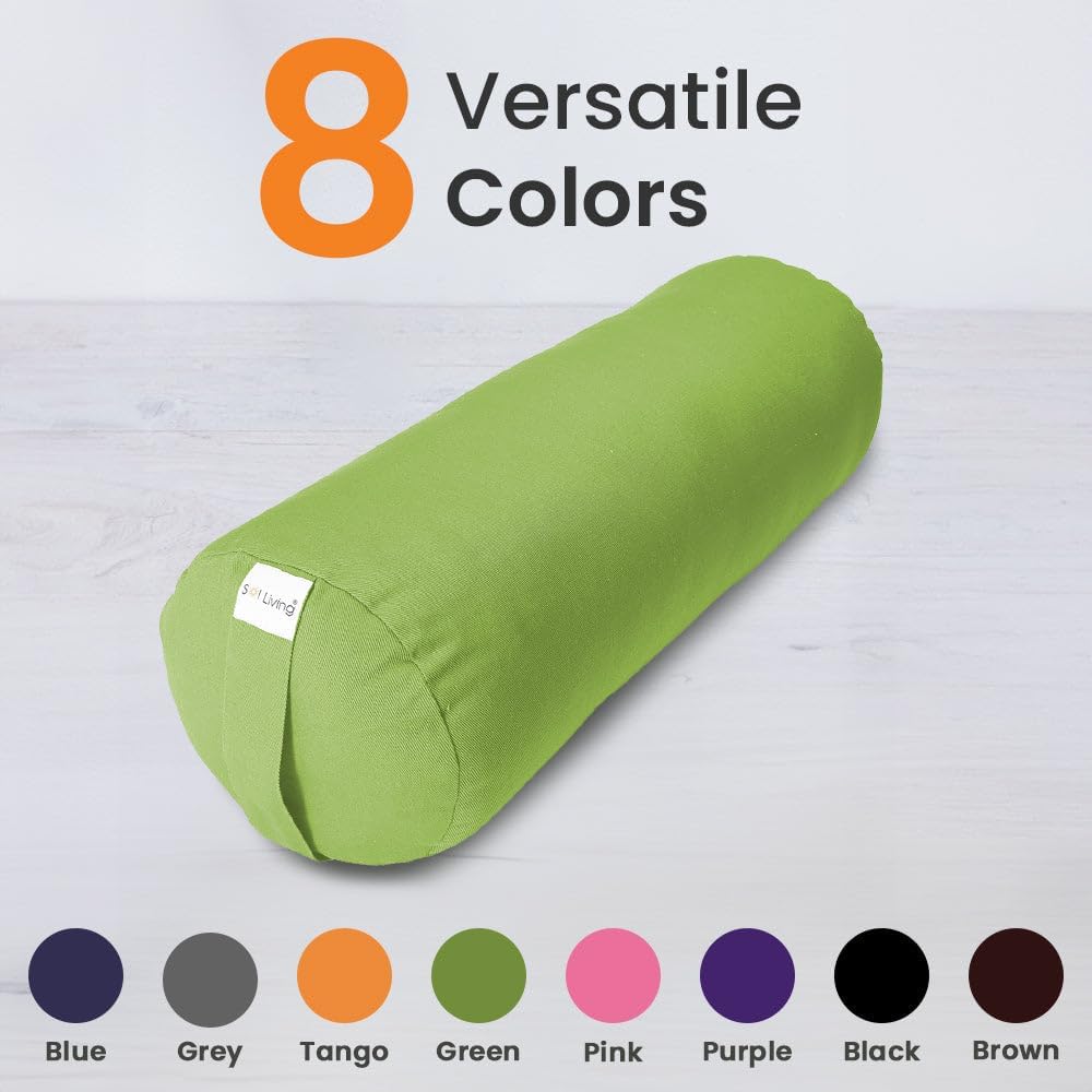 Cylindrical Yoga Bolster Meditation Pillow, Extra Firm Cotton