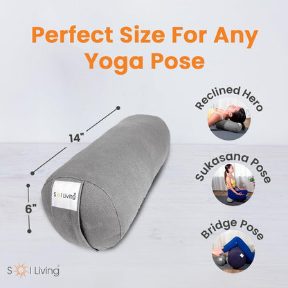Cylindrical Yoga Bolster Meditation Pillow, Extra Firm Cotton