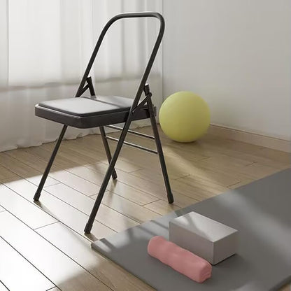 Iyengar Yoga Chair Backless Yoga Chair Pilates Chair Yoga Inversion Chair PU Fabric Foldable Balance Training,Black