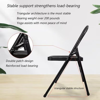 Iyengar Yoga Chair Backless Yoga Chair Pilates Chair Yoga Inversion Chair PU Fabric Foldable Balance Training,Black