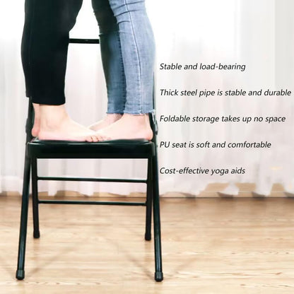 Iyengar Yoga Chair Backless Yoga Chair Pilates Chair Yoga Inversion Chair PU Fabric Foldable Balance Training,Black
