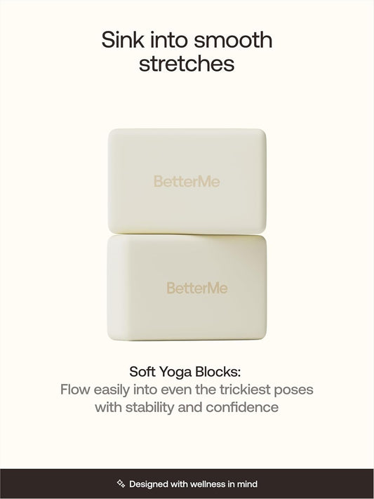 Yoga Blocks Set of 2 – High Density Foam Yoga Blocks for Stretching, Pilates & Workouts – Lightweight Non-Slip Exercise Blocks for Flexibility & Balance