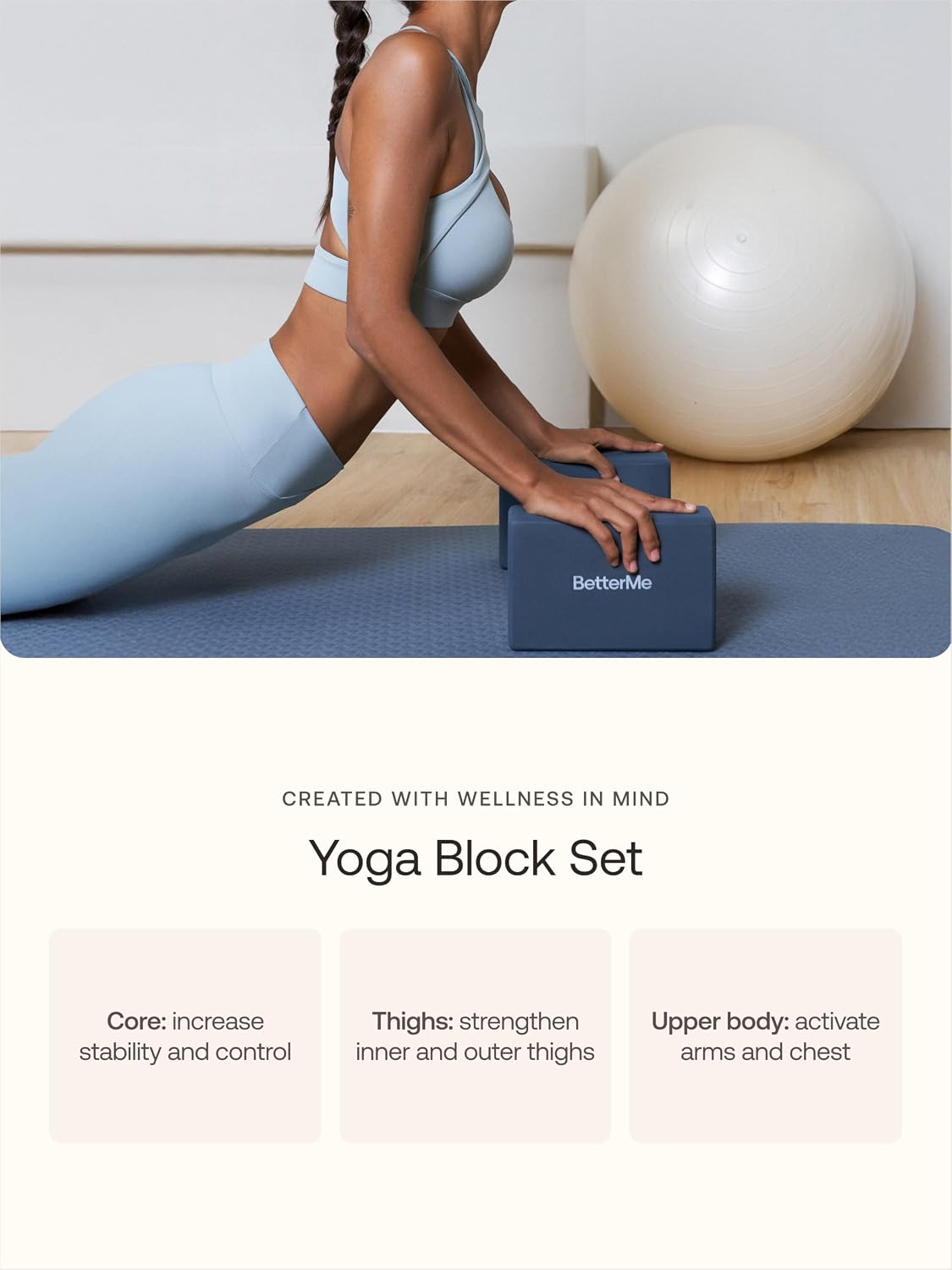 Yoga Blocks Set of 2 – High Density Foam Yoga Blocks for Stretching, Pilates & Workouts – Lightweight Non-Slip Exercise Blocks for Flexibility & Balance