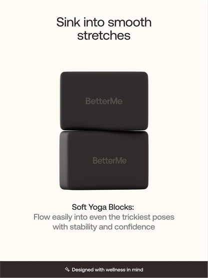 Yoga Blocks Set of 2 – High Density Foam Yoga Blocks for Stretching, Pilates & Workouts – Lightweight Non-Slip Exercise Blocks for Flexibility & Balance