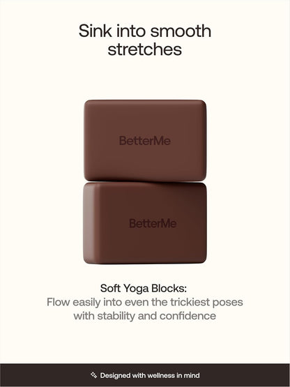 Yoga Blocks Set of 2 – High Density Foam Yoga Blocks for Stretching, Pilates & Workouts – Lightweight Non-Slip Exercise Blocks for Flexibility & Balance