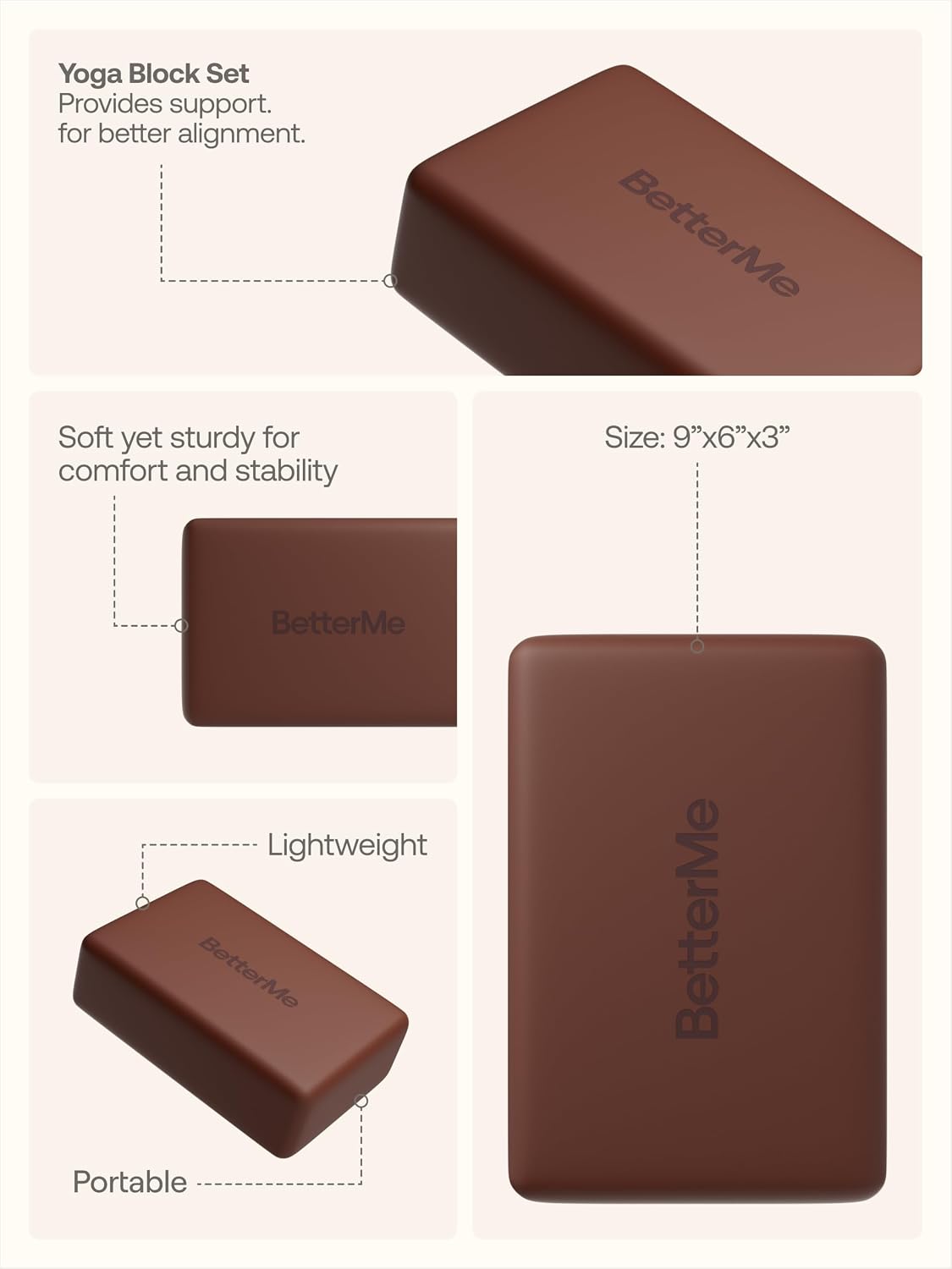 Yoga Blocks Set of 2 – High Density Foam Yoga Blocks for Stretching, Pilates & Workouts – Lightweight Non-Slip Exercise Blocks for Flexibility & Balance