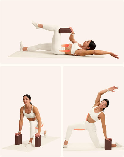 Yoga Blocks Set of 2 – High Density Foam Yoga Blocks for Stretching, Pilates & Workouts – Lightweight Non-Slip Exercise Blocks for Flexibility & Balance