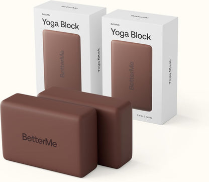Yoga Blocks Set of 2 – High Density Foam Yoga Blocks for Stretching, Pilates & Workouts – Lightweight Non-Slip Exercise Blocks for Flexibility & Balance