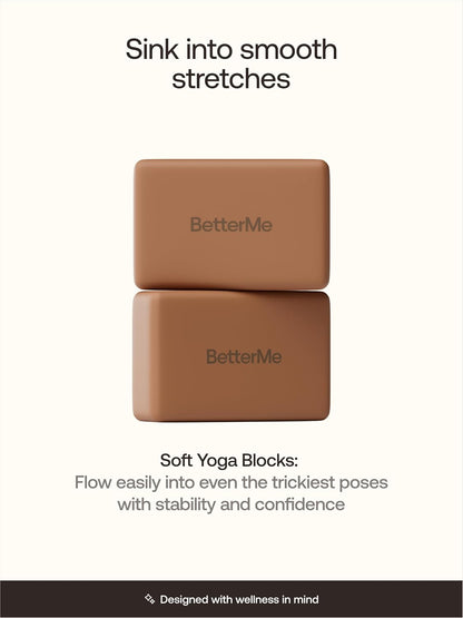 Yoga Blocks Set of 2 – High Density Foam Yoga Blocks for Stretching, Pilates & Workouts – Lightweight Non-Slip Exercise Blocks for Flexibility & Balance