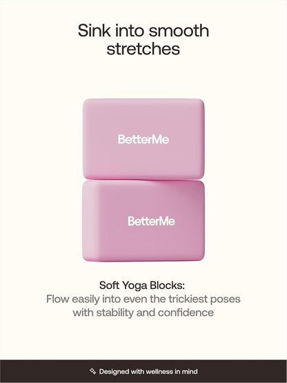 Yoga Blocks Set of 2 – High Density Foam Yoga Blocks for Stretching, Pilates & Workouts – Lightweight Non-Slip Exercise Blocks for Flexibility & Balance