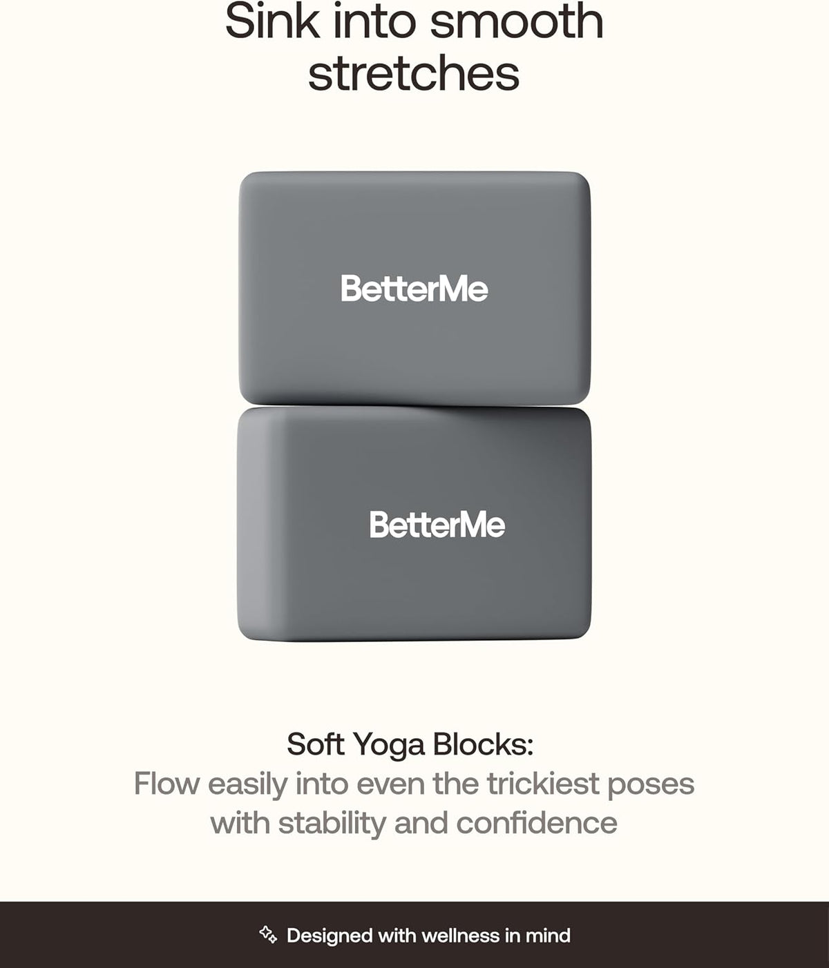 Yoga Blocks Set of 2 – High Density Foam Yoga Blocks for Stretching, Pilates & Workouts – Lightweight Non-Slip Exercise Blocks for Flexibility & Balance