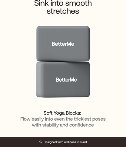 Yoga Blocks Set of 2 – High Density Foam Yoga Blocks for Stretching, Pilates & Workouts – Lightweight Non-Slip Exercise Blocks for Flexibility & Balance