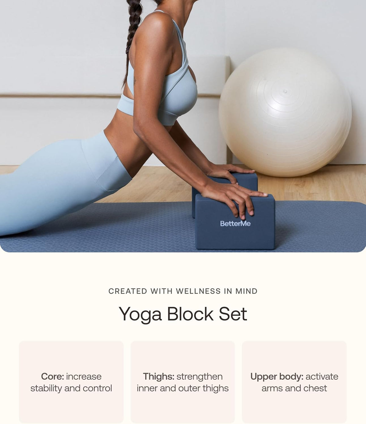 Yoga Blocks Set of 2 – High Density Foam Yoga Blocks for Stretching, Pilates & Workouts – Lightweight Non-Slip Exercise Blocks for Flexibility & Balance