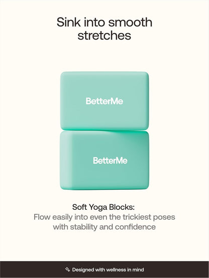 Yoga Blocks Set of 2 – High Density Foam Yoga Blocks for Stretching, Pilates & Workouts – Lightweight Non-Slip Exercise Blocks for Flexibility & Balance