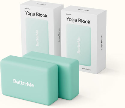 Yoga Blocks Set of 2 – High Density Foam Yoga Blocks for Stretching, Pilates & Workouts – Lightweight Non-Slip Exercise Blocks for Flexibility & Balance
