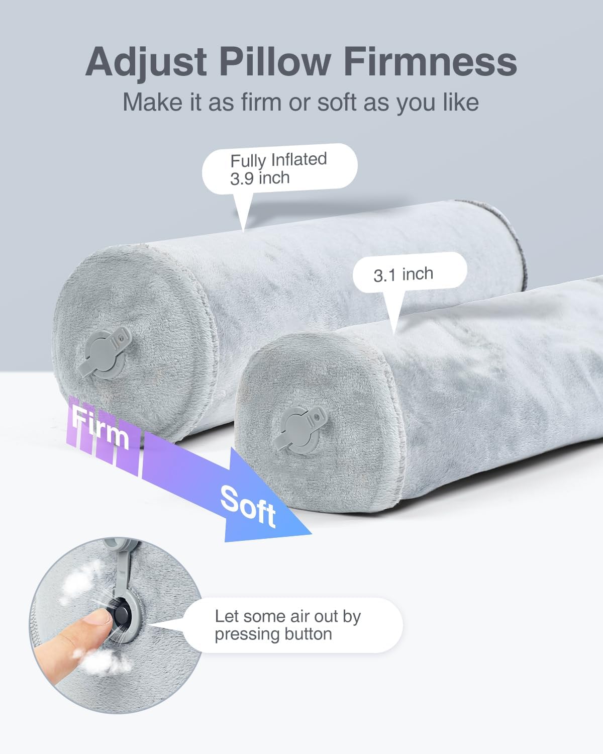 Inflatable Neck Roll Pillow for Sleeping, Travel Neck Pillow