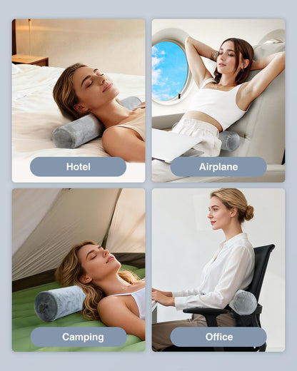 Inflatable Neck Roll Pillow for Sleeping, Travel Neck Pillow