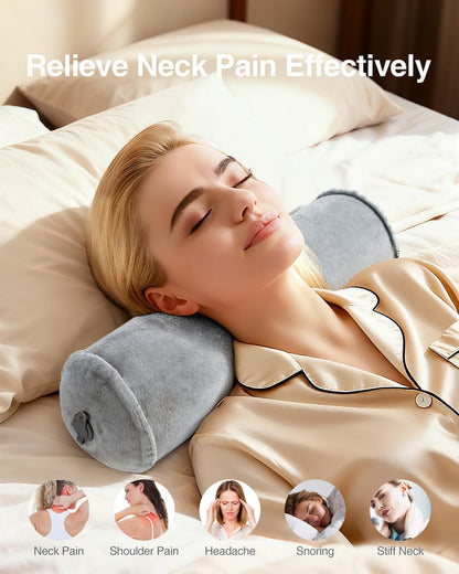 Inflatable Neck Roll Pillow for Sleeping, Travel Neck Pillow